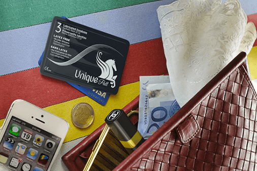 Unique condoms look like a credit card and are small